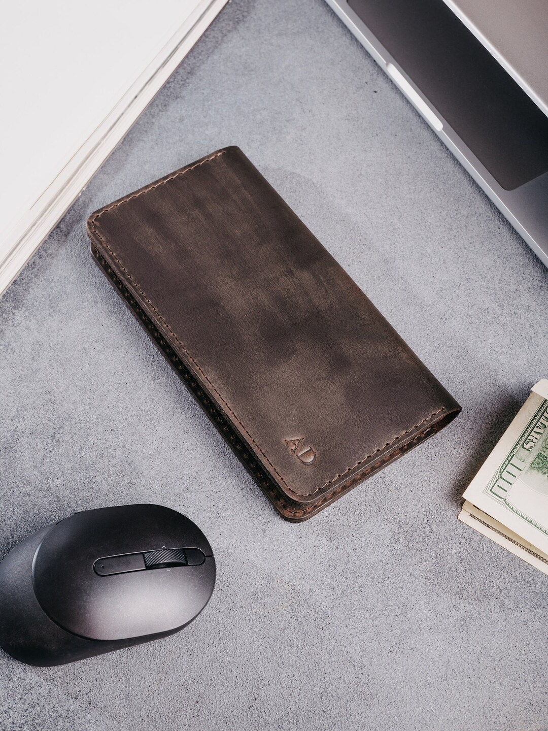 Personalized Leather Long Wallet. Leather Monogrammed Wallet. - Etsy