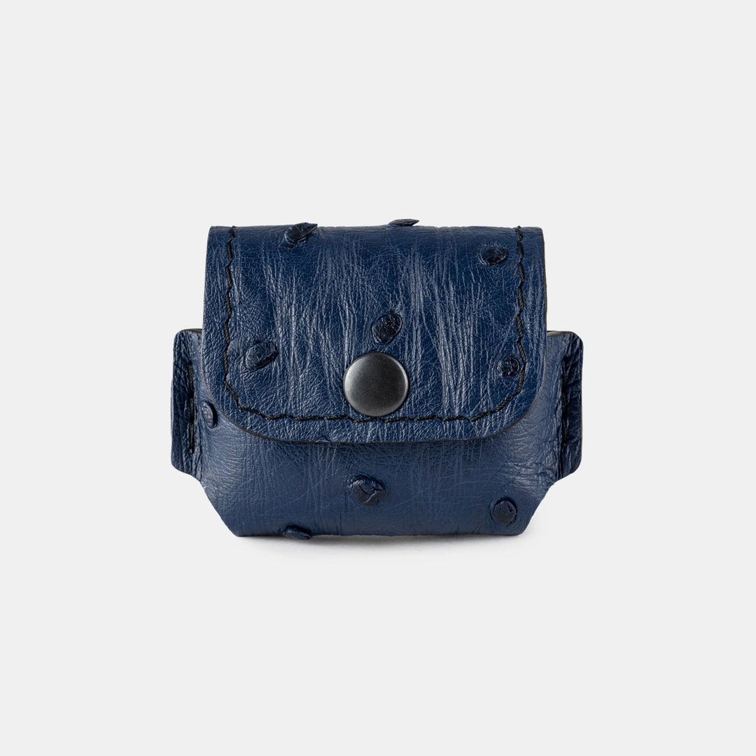 Minimalist Personalize Leather Headphone Case,ostrich Skin