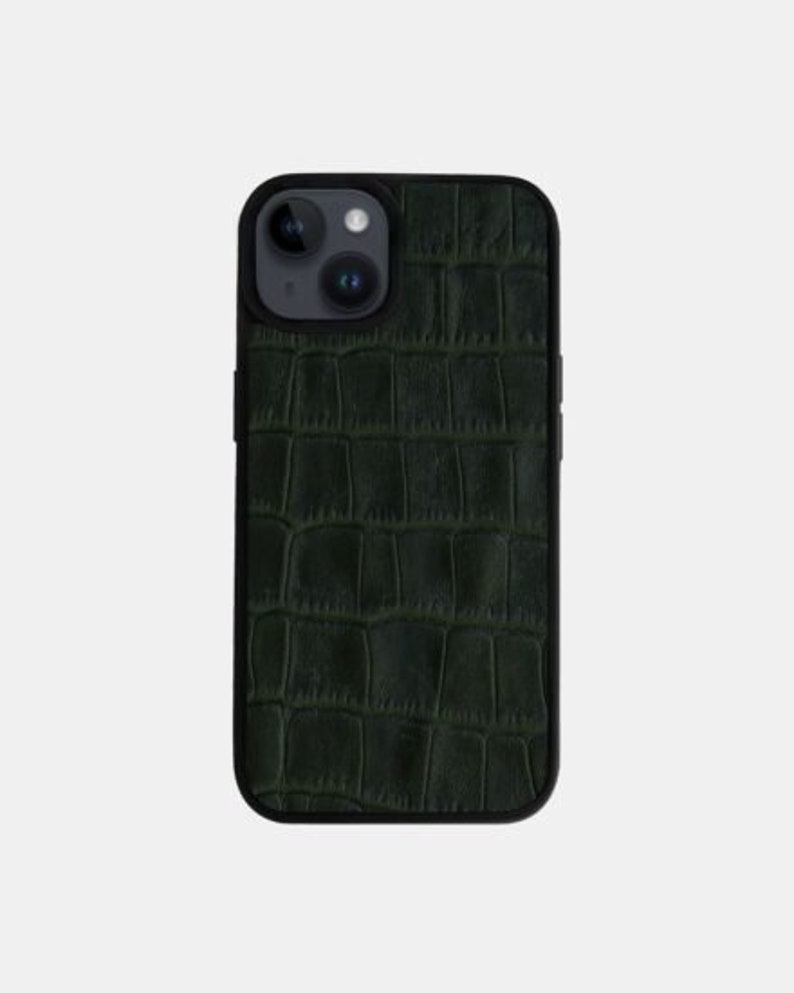 Dark Green iPhone 12 Pro Max Case Crocodile Embossed Leather Case for iPhone 13 Pro Green Stamped Crocodile Pattern on Cow Leather 12 Pro image 6