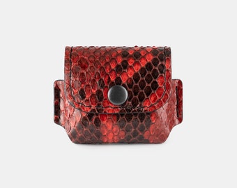 Funda AirPod Pro de cuero genuino, funda AirPod 1, 2, 3 de cuero, funda AirPods Pro de cuero Python natural, regalo para ella, regalo de San Valentín