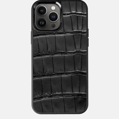 Black Gator Leather iPhone 13 Pro Case Black Case iPhone 13 Pro Max Exotic Leather Case for 12 Pro Alligator Leather Phone shops Case
