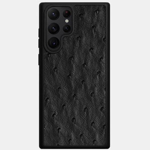 Custodia in pelle di struzzo nera per Samsung S23 Ultra, custodia blu struzzo per Samsung S23 Plus, custodia in pelle esotica marrone per Samsung S23 Ultra, custodia in pelle di struzzo per S22