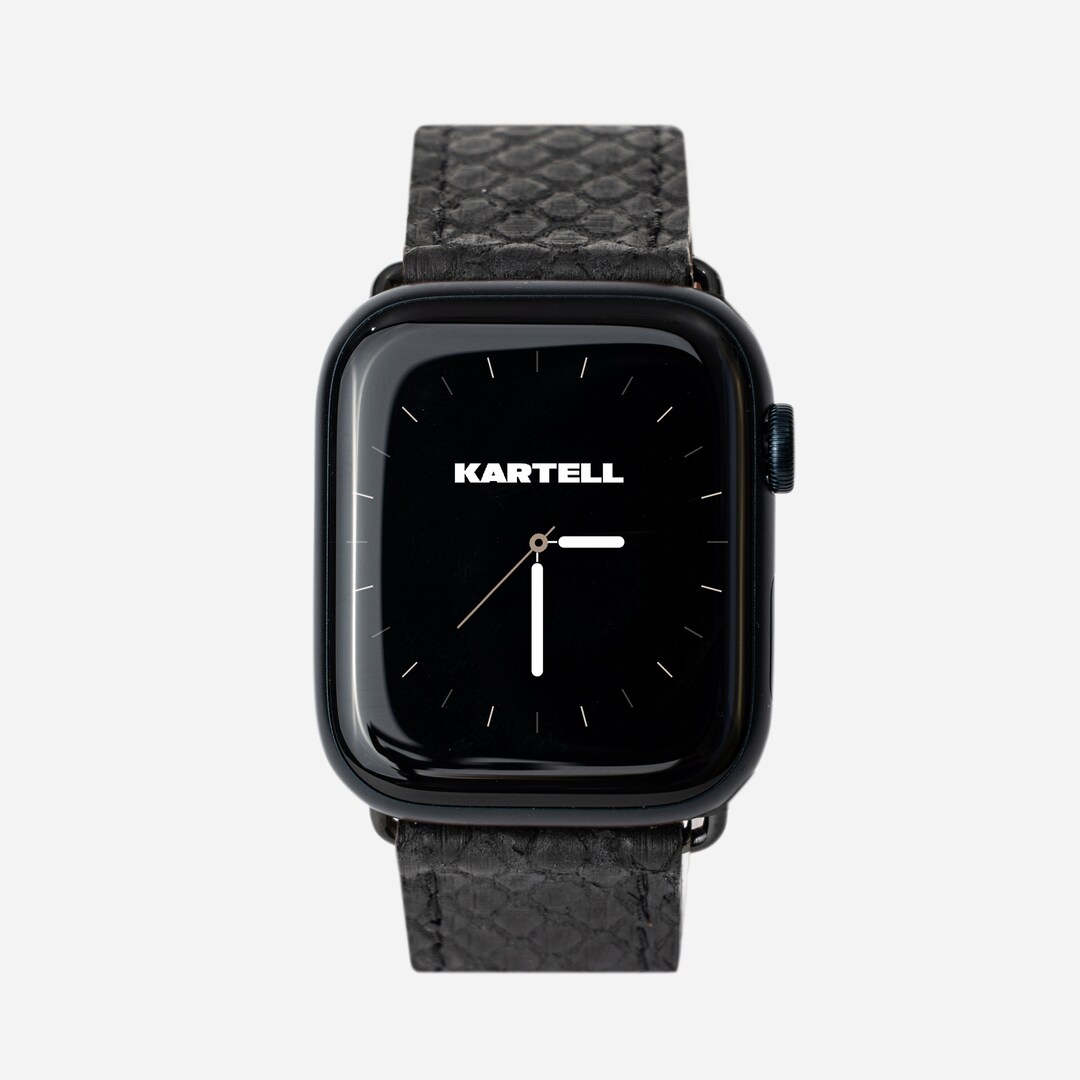 Black Python Leather Watch Strap, Luxury Apple Watch Band, Personalized ...