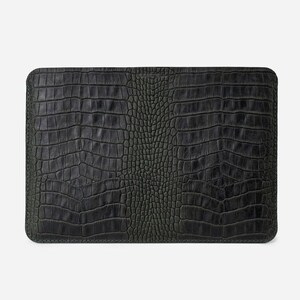 Schwarze Krokodil geprägte MacBook Hülle, Leder Laptop Tasche, MacBook Air 12 13 14 15 16 Tasche, personalisierte MacBook Tasche, Ehemann Geschenk Bild 8
