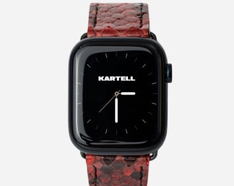 Apple Watch 7 Red Python Leather Band Python Leather AW Strap Apple Watch 6 Band Red Python Leather Watch Band Leather Strap