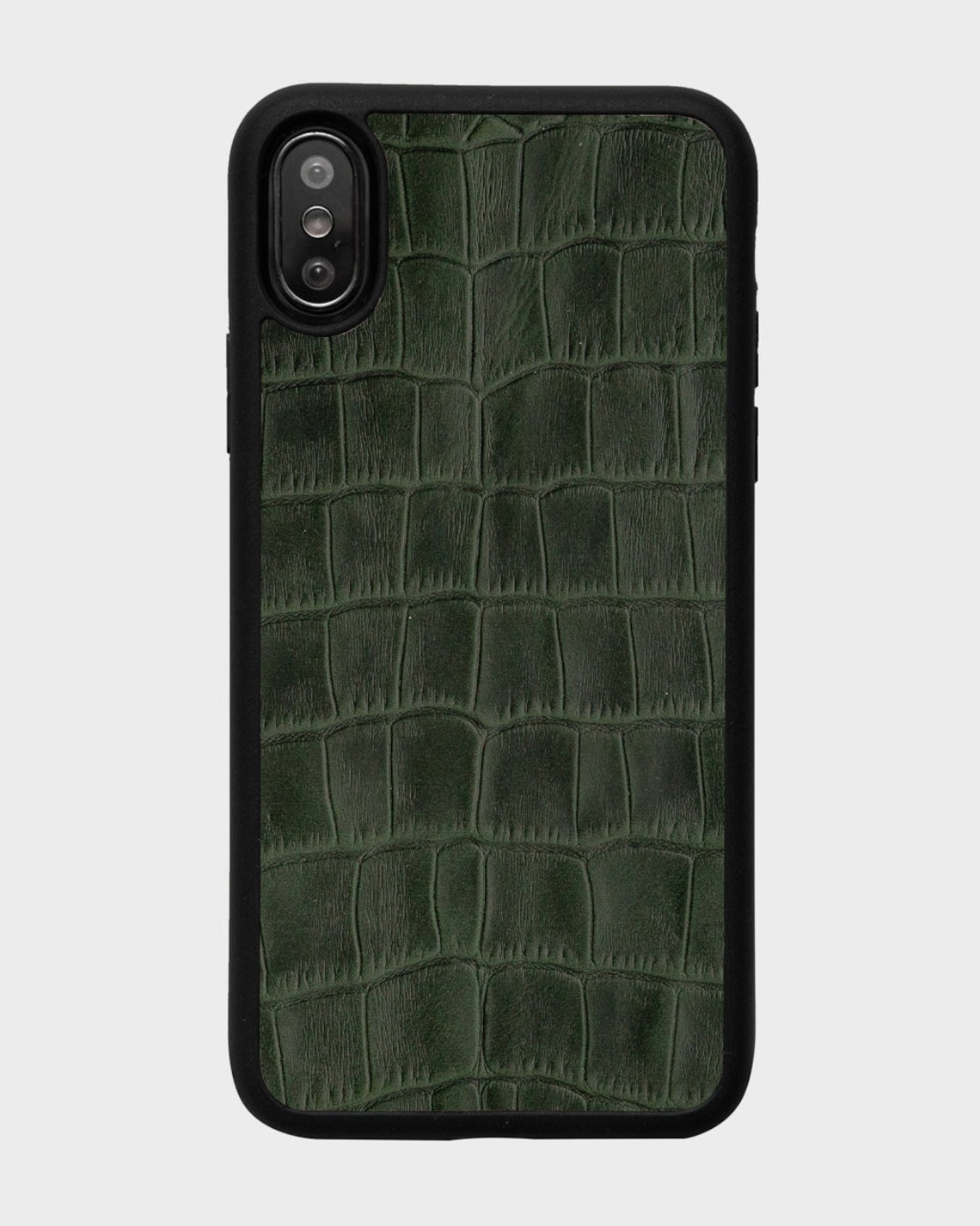 Dark Green Iphone 12 Pro Max Case Crocodile Embossed Leather Etsy 