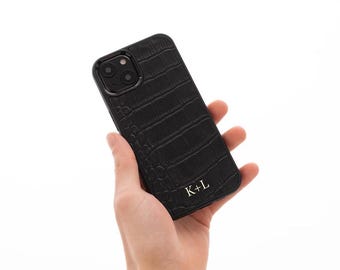 Black Crocodile Embossed Leather Case for iPhone 12 Pro Max