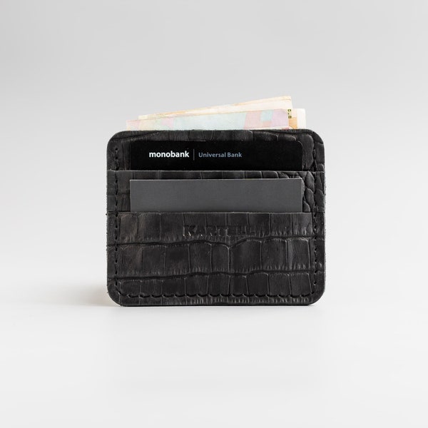 Embossed Leather Card Holder - Etsy