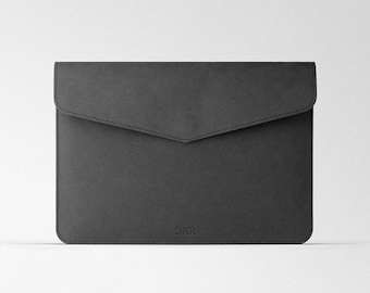Funda gris personalizada para MacBook, funda de cuero para portátil, funda personalizada para computadora, bolso para MacBook