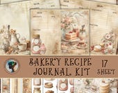 Bakery Recipe Journal Kit,Vintage Printable Sheets