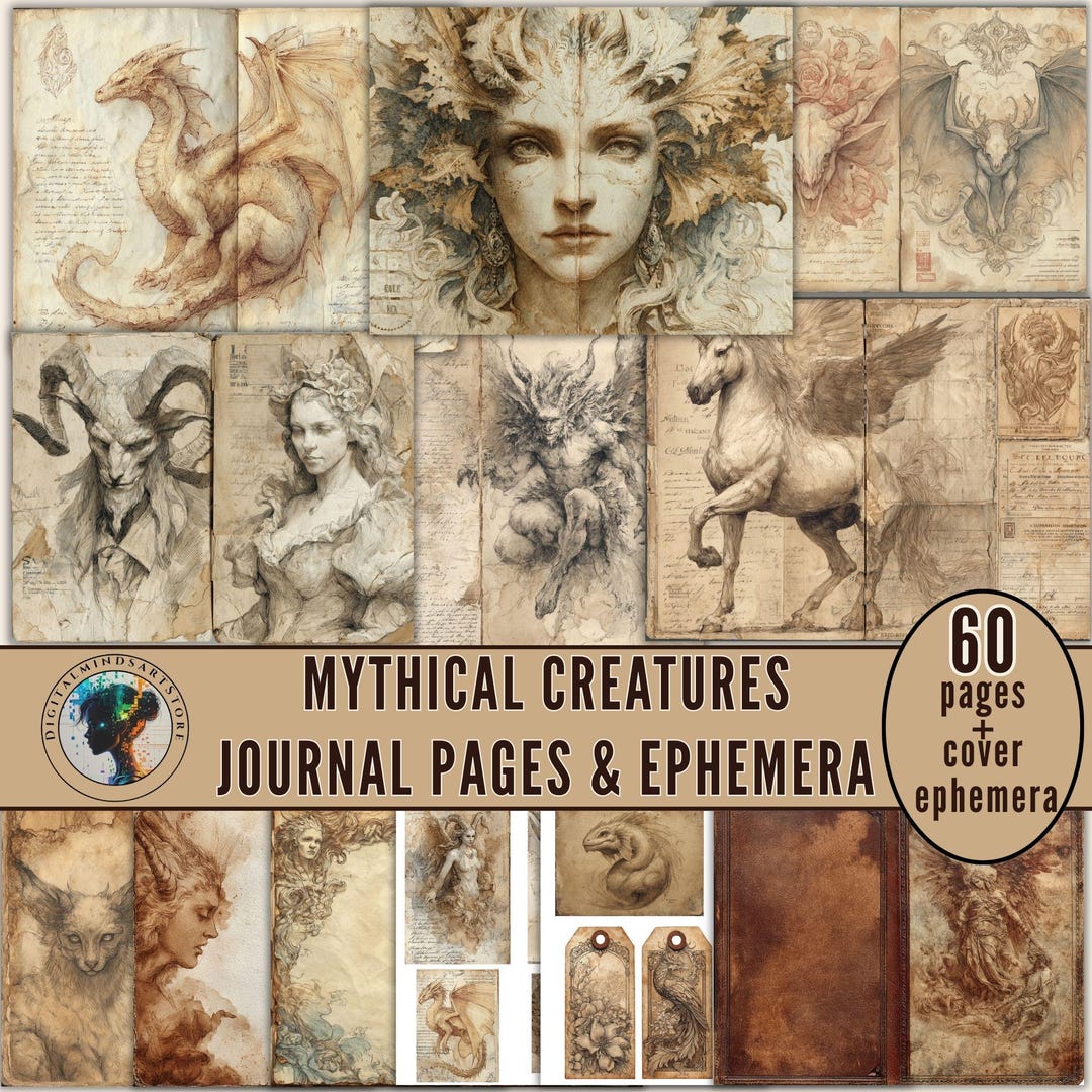 Mythical Creatures Junk Journal Kit – Vintage Fantasy Ephemera Pages - Etsy