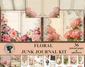 Floral Junk Journal Kit,shabby chic, Printable Pages, Ephemera