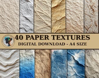 Paket med texturer för pappersslitage, digitalt scrapbookpapper, A4-sidor för skräpjournaler
