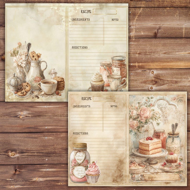 Bakery Recipe Journal Kit,vintage Printable Sheets - Etsy
