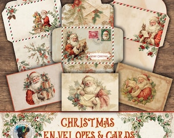 Christmas Envelopes, Cards ,Printable Holiday Stationery Set