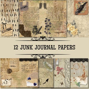 JUNK JOURNAL PAPERS,journal background,brown papers,digital download, journal pages