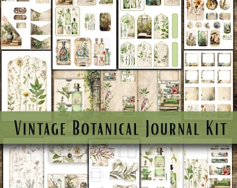 Kit de diario botánico vintage: Efímeras de scrapbooking (descarga digital)