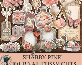 Rosa junk Journal Fussy Cuts, shabby chic Druckbare Ephemera
