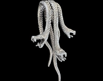 Medusa Silver Ear Weight Hanger Large Brass 3 Snake Gauges 16mm 5/8&quot; | Stretched Body Modification Jewelry | Tribal Jewels Indonesia