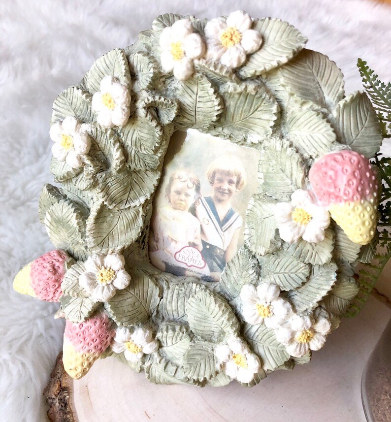 Vintage Fancy Frames Strawberries & Flowers Leaves Picture Etsy