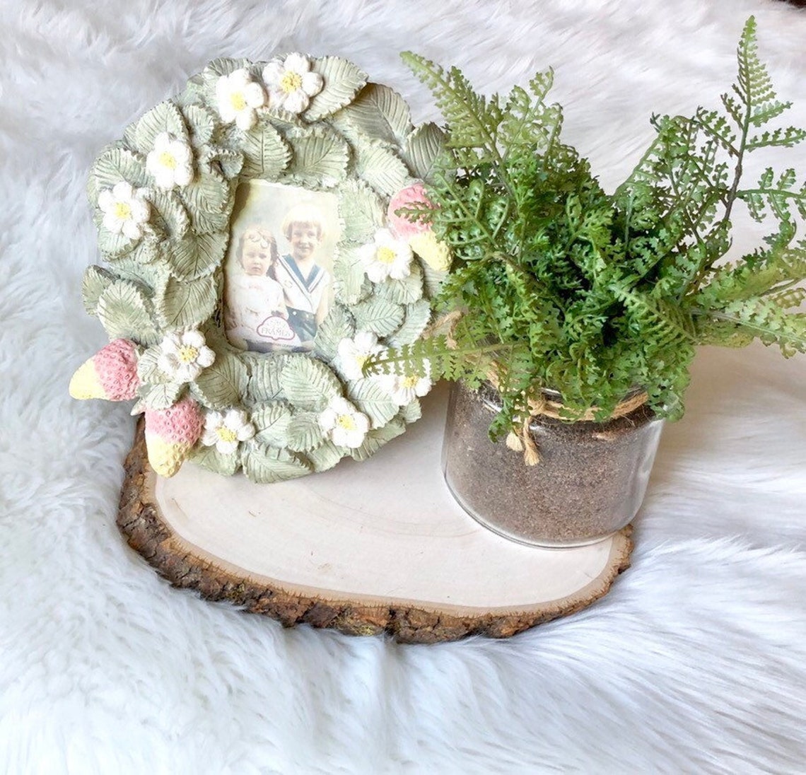 Vintage Fancy Frames Strawberries & Flowers Leaves Picture Etsy