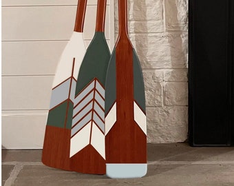 Painted Paddle // Paddle Gift // Canoe Paddle Oar Wall Art // Choose ONE Feathers Design in Hunter Green ~ SQ ~