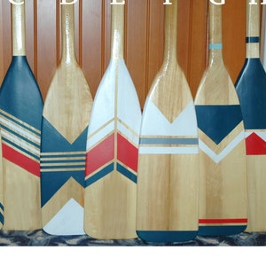 Painted Paddle Wall Art SET of 2: Nautical Coastal Decor SQ
