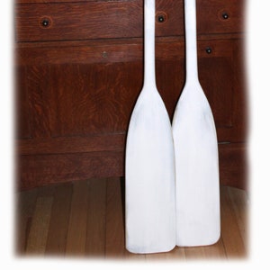 Painted Paddles // SET of TWO //  Vintage Style // Hand Painted Canoe Paddle Oar Wall Art - wood canoe paddle, nautical, decor, rustic, lake