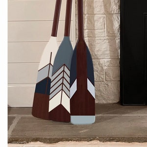 Hand-Painted Feathers Canoe Paddle Wall Art - Polo Blue SQ