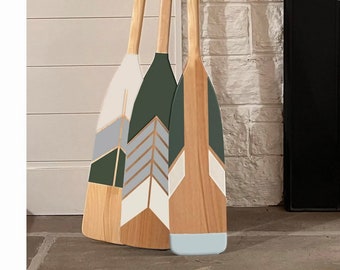 Painted Paddle // Paddle Gift // Canoe Paddle Oar Wall Art // Choose ONE Feathers Design in Hunter Green ~ SQ ~