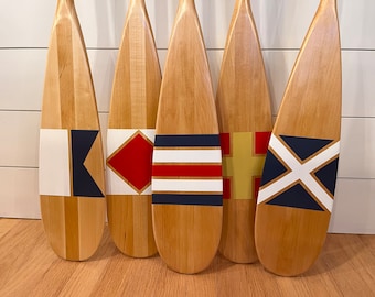 Painted Paddles // Nautical Flags // Hand Painted Decorative Canoe Paddle // Canoe Oar // Wall Art // Nautical Alphabet Collection ~ BT ~