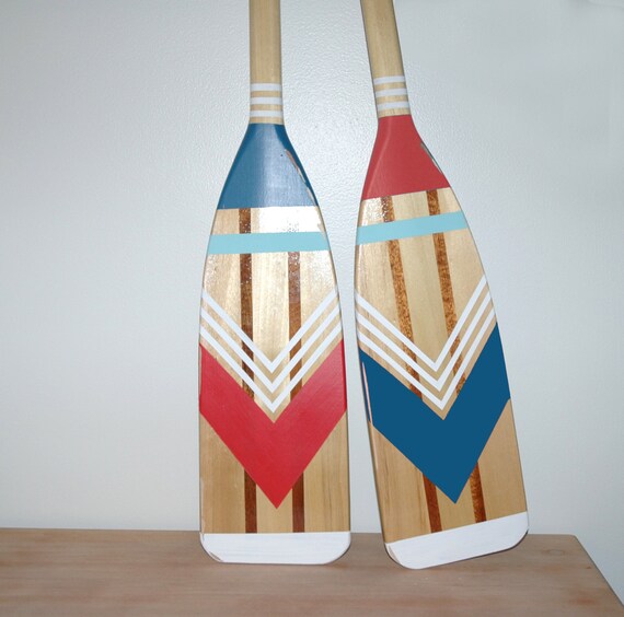 Set Hand Painted Decorative Canoe Paddle Oar Wall Art Wood Nautical Decor Rustic Lake Hanging