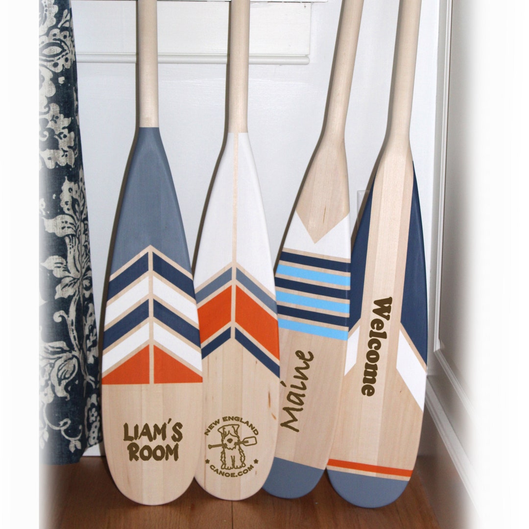 Laser Engraved Hand Painted Canoe Paddle Westbrook Oar Art Wall Hanging