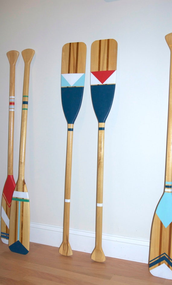 Set Hand Painted Decorative Canoe Paddle Oar Wall Art Set Etsy