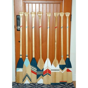 Painted Wood Paddle Wall Art (Set of 2) - Nautical Coastal Decor SQ