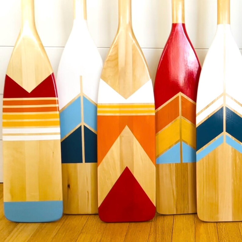 Set of 3 Hand Painted Canoe Paddle Wall Art - Coastal Decor - Squam ...