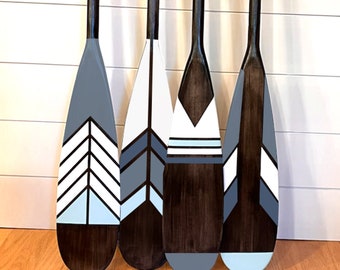 Painted Paddles // SET of TWO // Choose 2 Hand Painted Decorative Canoe Paddle Oar Wall Art ~ Beachy Blues Collection ~ BT ~