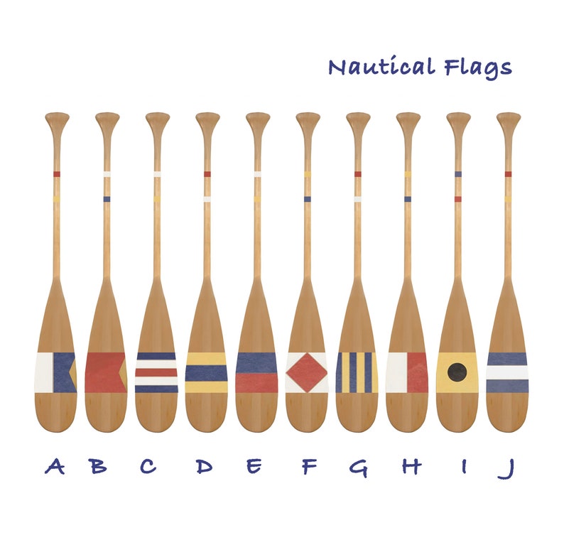 Hand Painted Decorative Canoe Paddle: Nautical Flags Wall Art Alphabet ...
