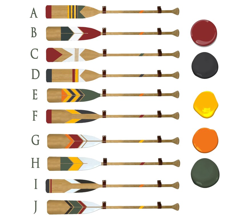 Set of 3 Painted Canoe Paddle Wall Art - Montana Lake Lodge Decor SQ - Etsy
