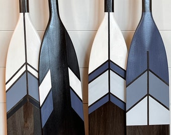 Painted Paddles // SET of TWO // Choose 2 Hand Painted Decorative Canoe Paddle Oar Wall Art ~ Nautical Navy Collection SQ ~