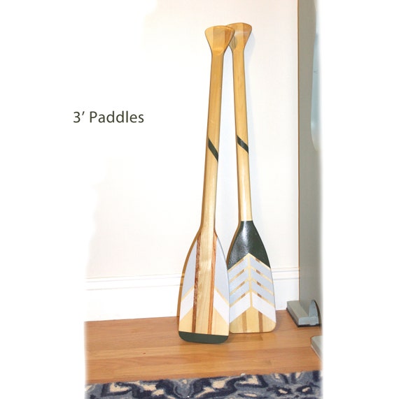 Set Hand Painted Decorative Canoe Paddle Oar Wall Art Wood Nautical Decor Rustic Lake Hanging