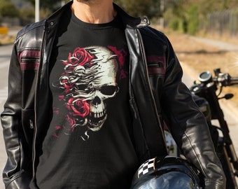 Skulls Shirt, Skeleton Shirt, Goth Shirt, Halloween Shirt, Skull T-Shirt, Gothic Skeleton Head Shirt , Goth Clothing TH757