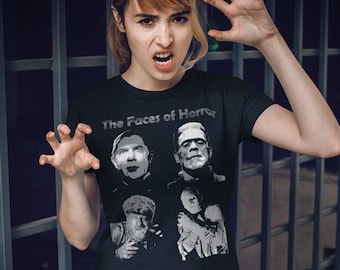 Camiseta de películas de terror clásicas, Frankenstein, Drácula, Hombre Lobo, Momia, Halloween, regalo para fans del terror TH355