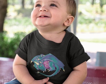 Dragon and Dice Baby Bodysuit, Unique Baby Shower Gift,  D & D Dice TH135