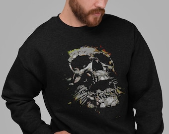 Skull Sweater, Skeleton Head, Halloween Hoodie  TH524 Gift for Dad