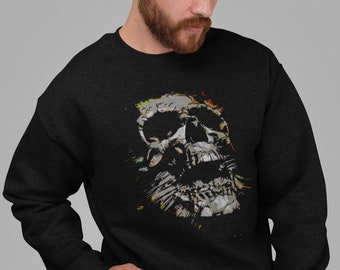 Skull Sweater, Skeleton Head, Halloween Hoodie  TH524 Gift for Dad