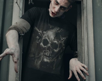 Skull T-Shirt: Gothic Skeleton Head, Goth Clothing, Halloween Shirt TH648