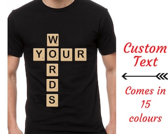 Personalized Scrabble T Shirts, Scrabble Tile Shirts for Men and Women, Crossword T Shirt, Family Board Game Gifts TH305