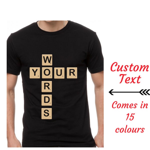 T-shirts de scrabble personnalisés, chemises de carreaux de scrabble pour hommes et femmes, t-shirt de mots croisés, cadeaux de jeux de société pour la famille TH305