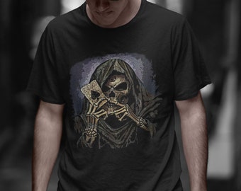 Grim Reaper Shirt,Skulls Shirt, Skeleton Shirt, Goth Shirt, Halloween Shirt, Skull T-Shirt, Goth Clothing TH822